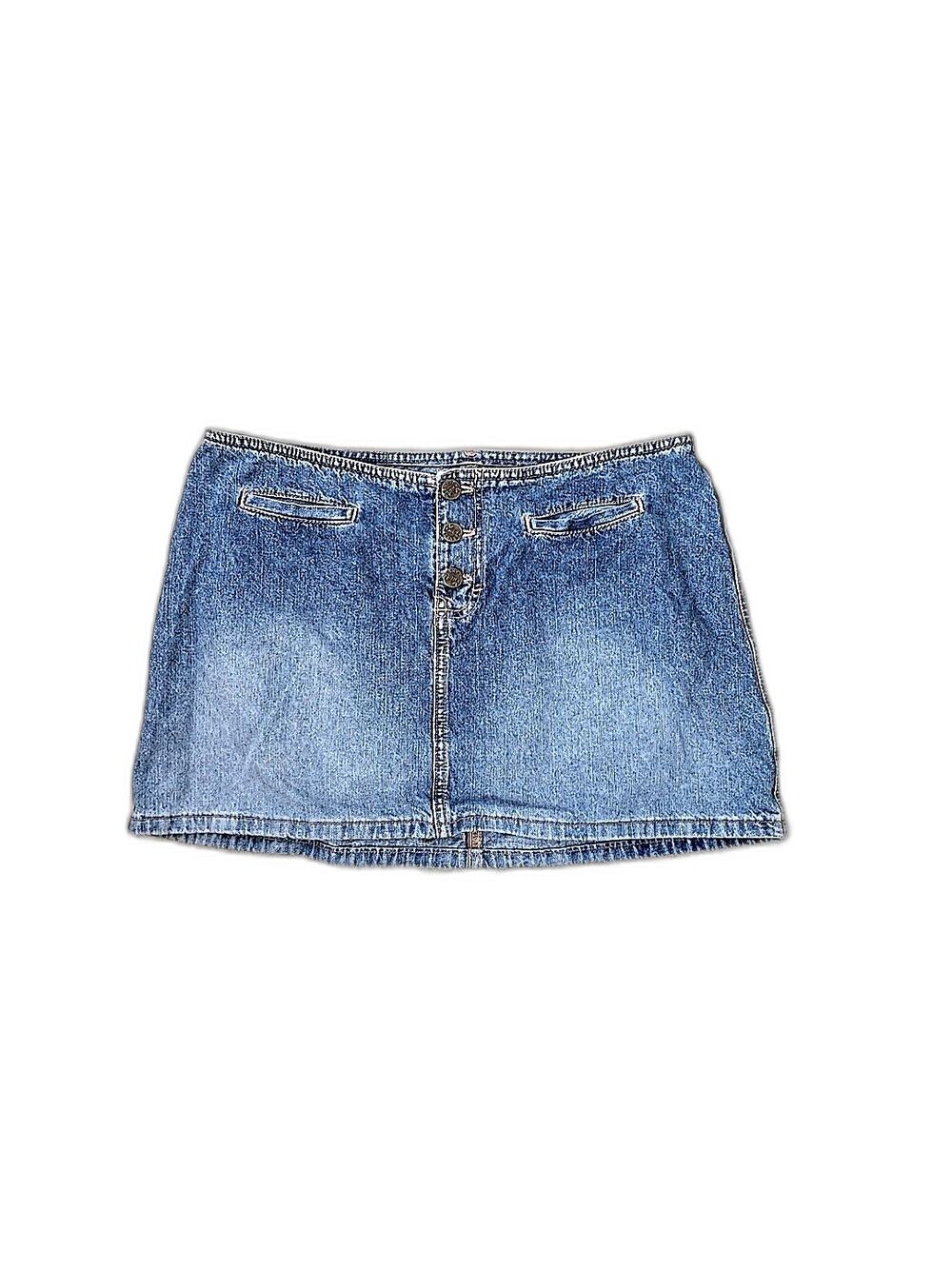 Vtg Mudd Jean Skirt 13 y2k Hip Hugger Short Festival Rave Button Fly Micro Mini